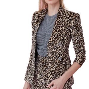 Rebecca Taylor velveteen leopard print blazer 2 EUC